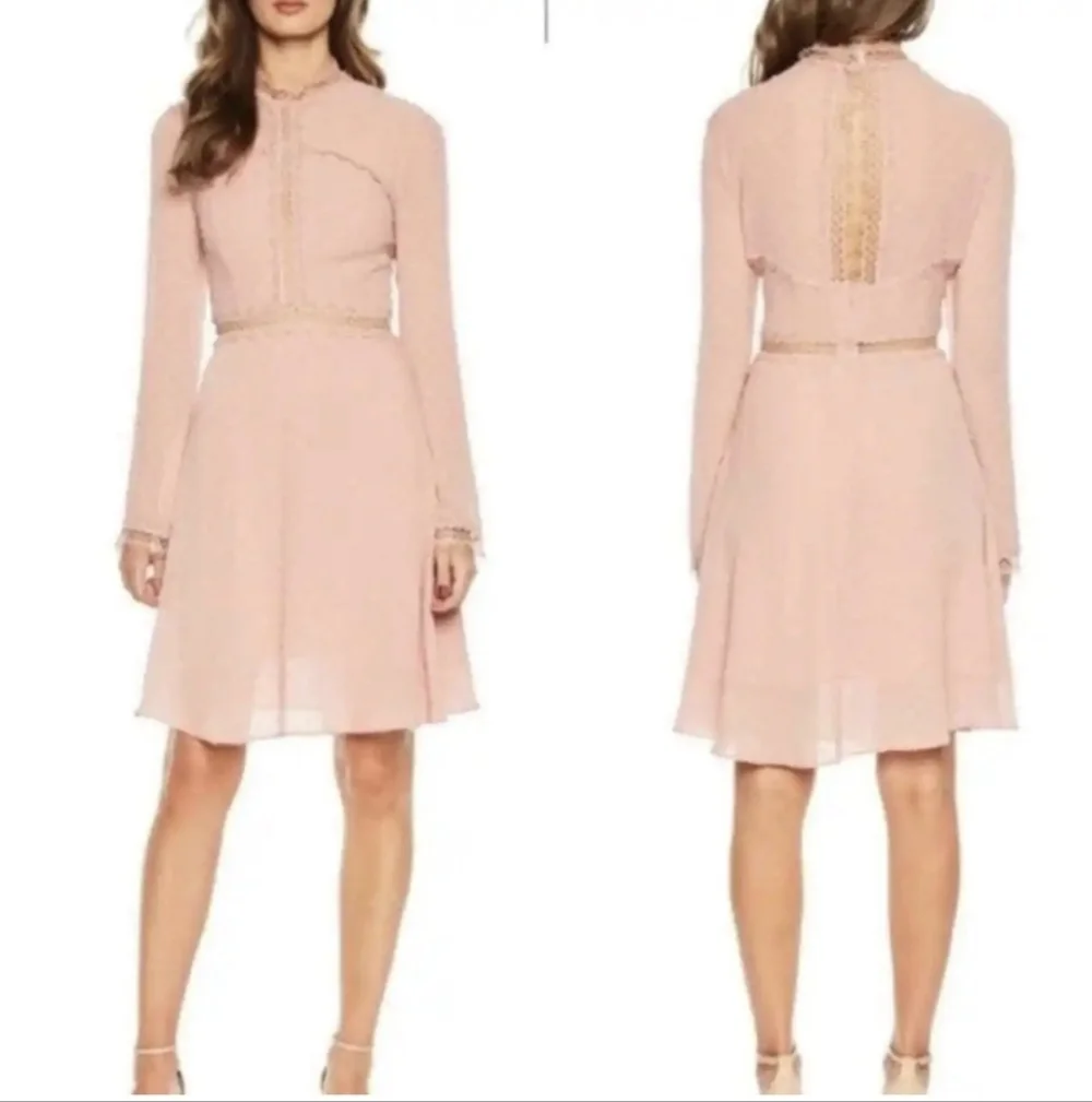 Bardot Womens Dress Cherie Lace Trim Long Sleeves‎ Party Coquette Keyhole 12 XL